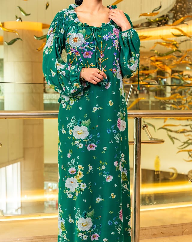 Radiant green chiffon dress